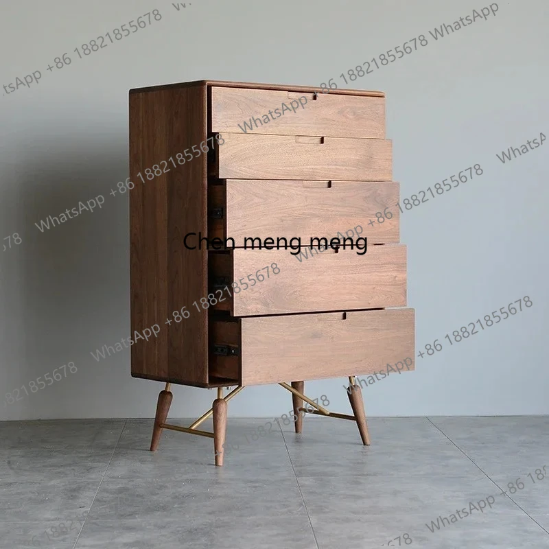 

Nordic black walnut chest of drawers simple porch drawer locker