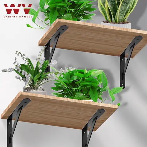 Staffa triangolare nera/bianca da 2 pezzi, ferro ad angolo retto da parete, staffa per piastra dritta, mensola a muro, telaio di supporto fisso