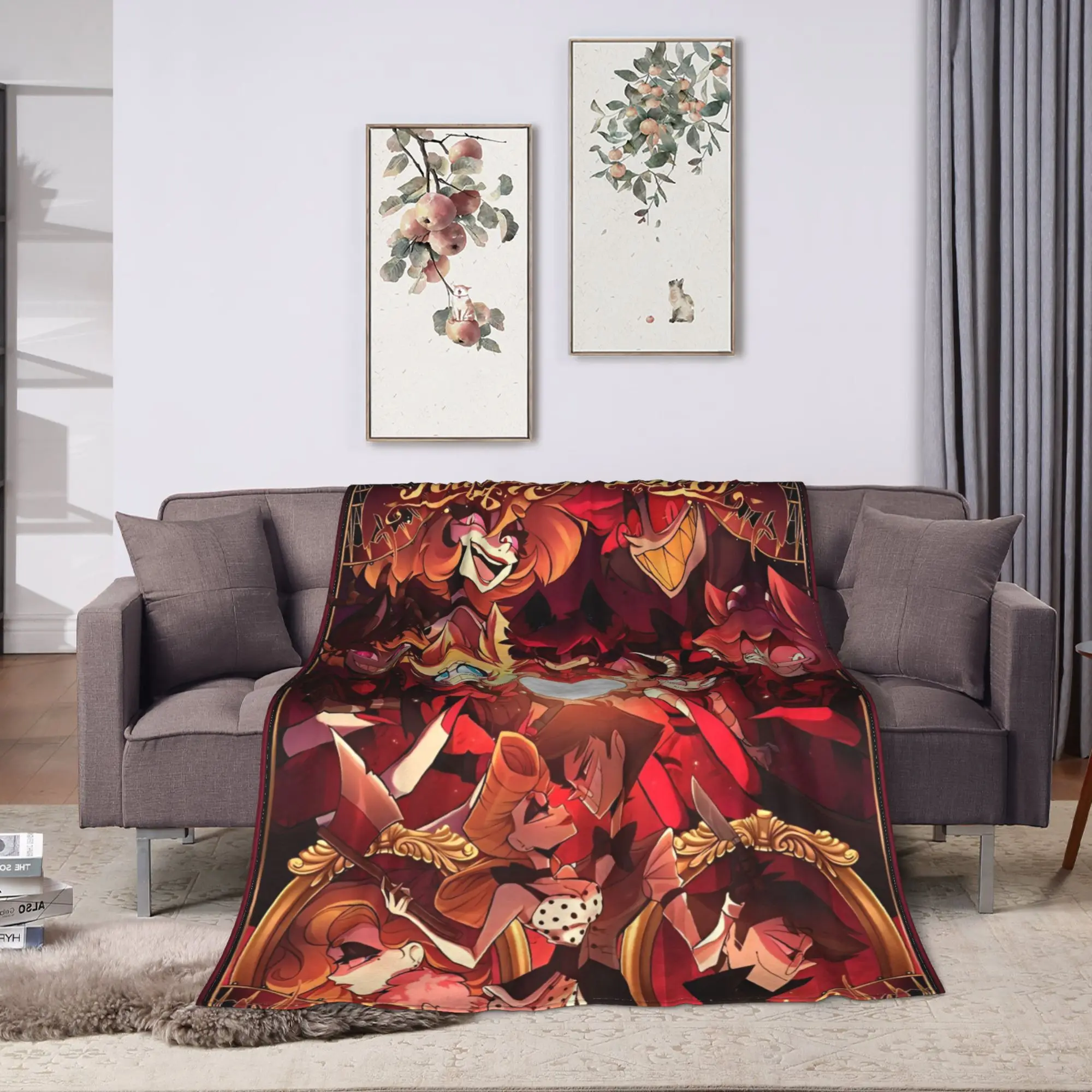 Hazbins Hotels Anime Flannel Blanket  Soft Durable Throw Blanket for Couch Chair Travel Street Trend Bedspread Sofa Bed Cover