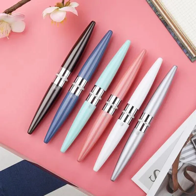 Hero Fashion Ladies Series Pink Roller Ball Pen Gift Set Refillable Silver Trim Office School Writing W/Gift Box Accessory