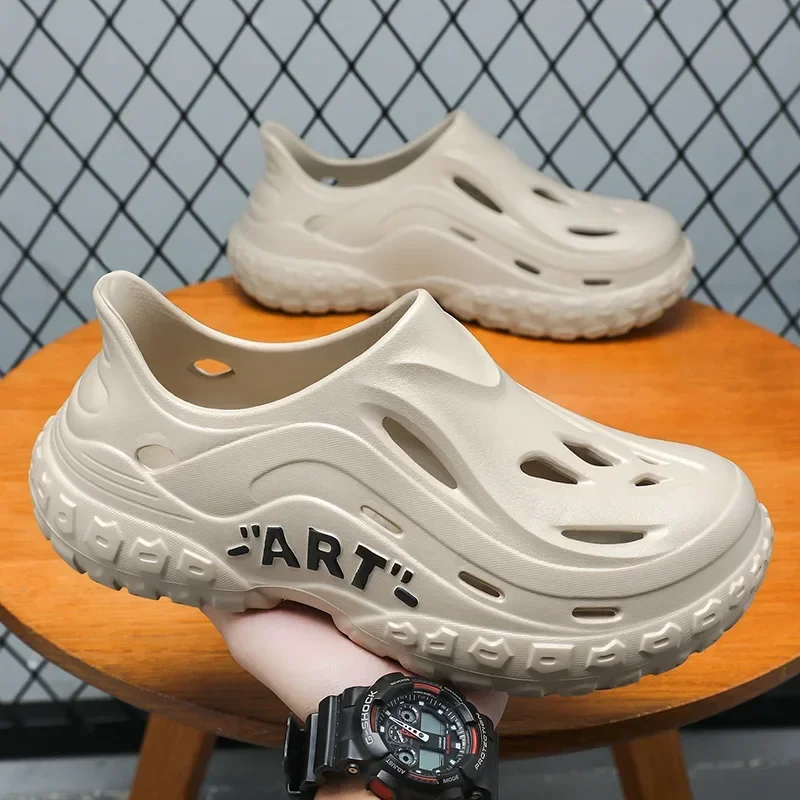 

Summer men's sandals black minimalist non slip outsole casual hole shoe size 40-45 men sandals outdoor free shipping shoes