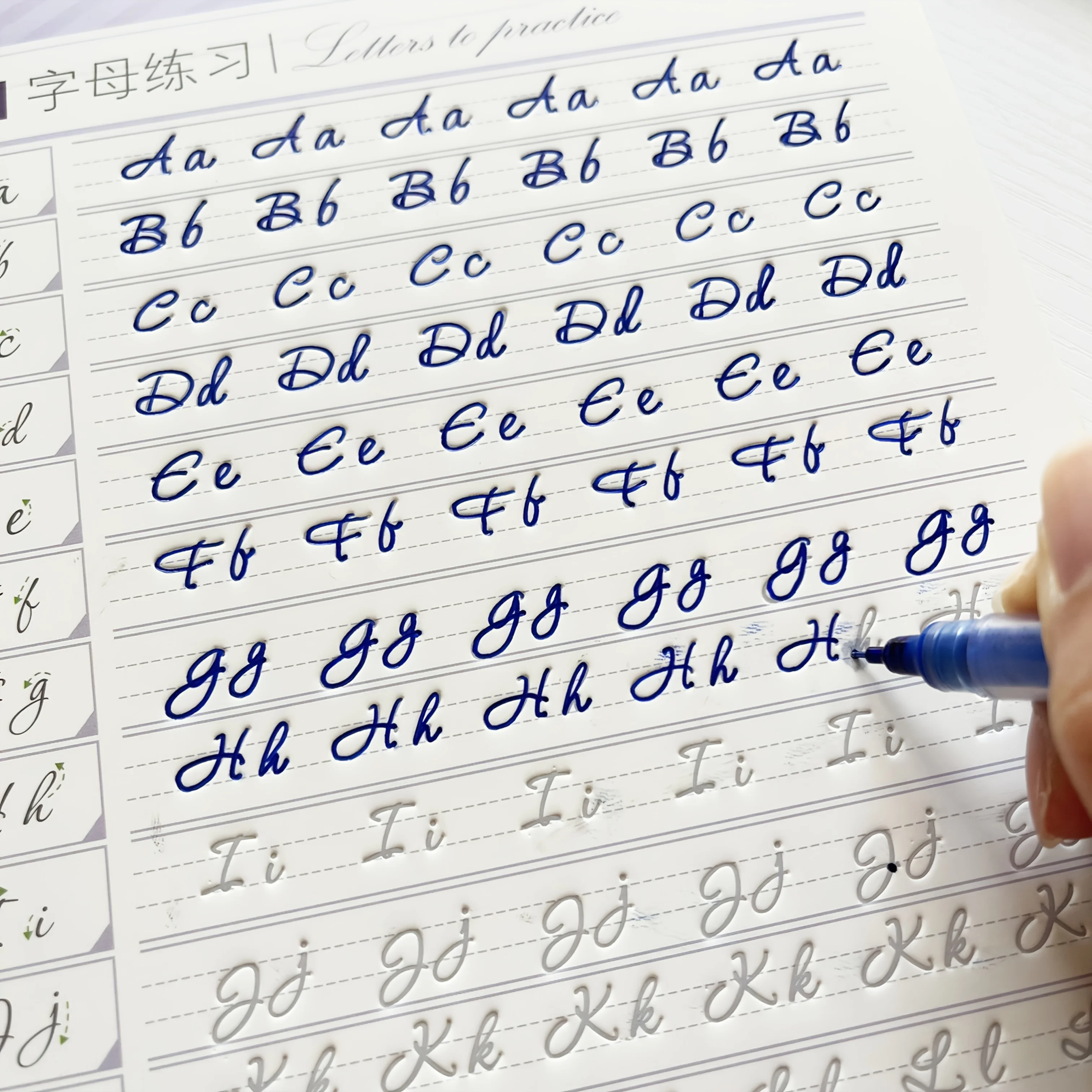 Reusable Italic Script Practice Copybook - English Alphabet & Calligraphy Handwriting Book