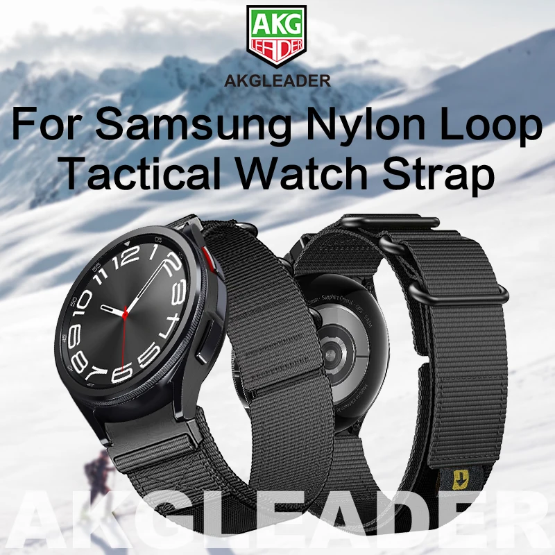 

AKGLEADER Nylon Loop Watch Band, Tactical Clasp Strap for Samsung Watch 6 Bracelet