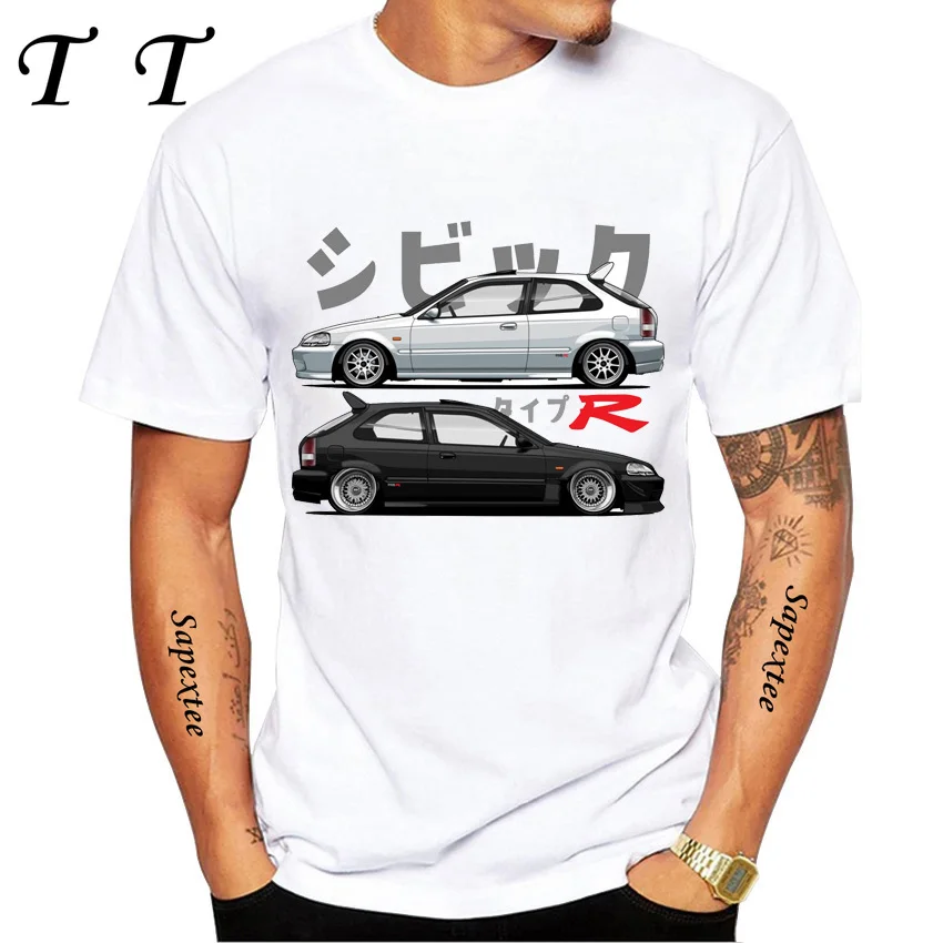 

Summer Men Short Sleeve Drive The Japan Style Sport Car Civic Type R EK9 EG6 Fan Legend T-Shirt Hip Hop Boy Casual White Tees