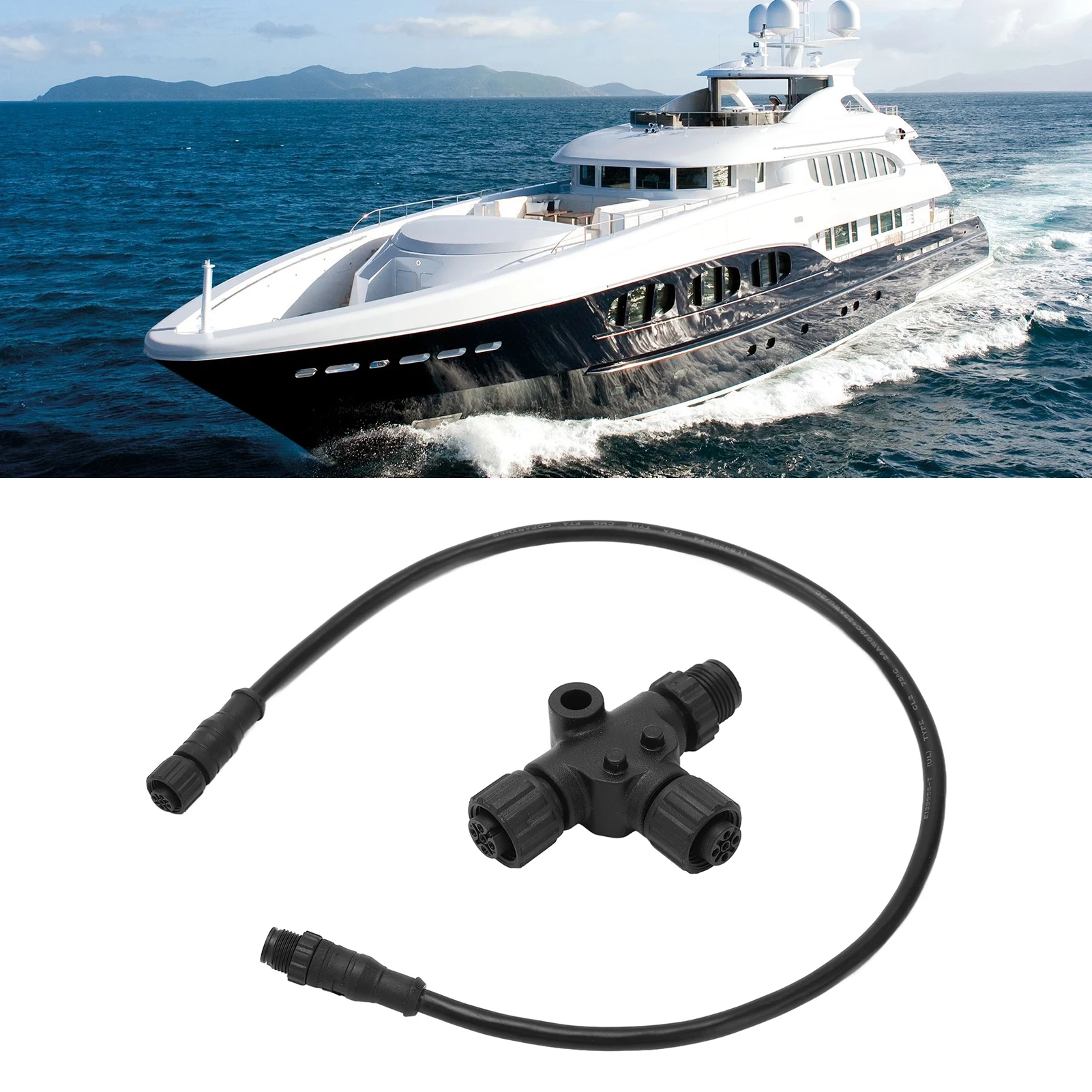 

For NMEA 2000 Drop Backbone Cable with T‑Connector 5 Pin Waterproof 0.5m for Networks T‑Connector Tees Terminator