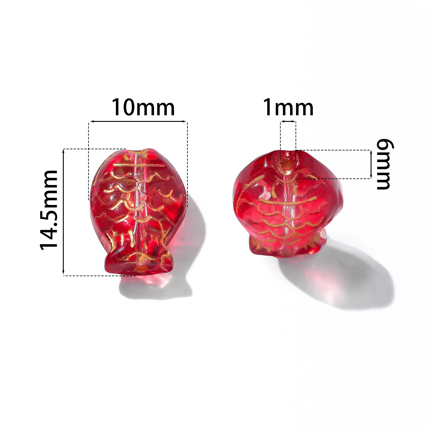 10 stuks 10*14.5mm glas goudkleurige kleine visvormige kralen met gouden rand spacer kralen voor DIY sieraden oorbellen armbanden benodigdheden