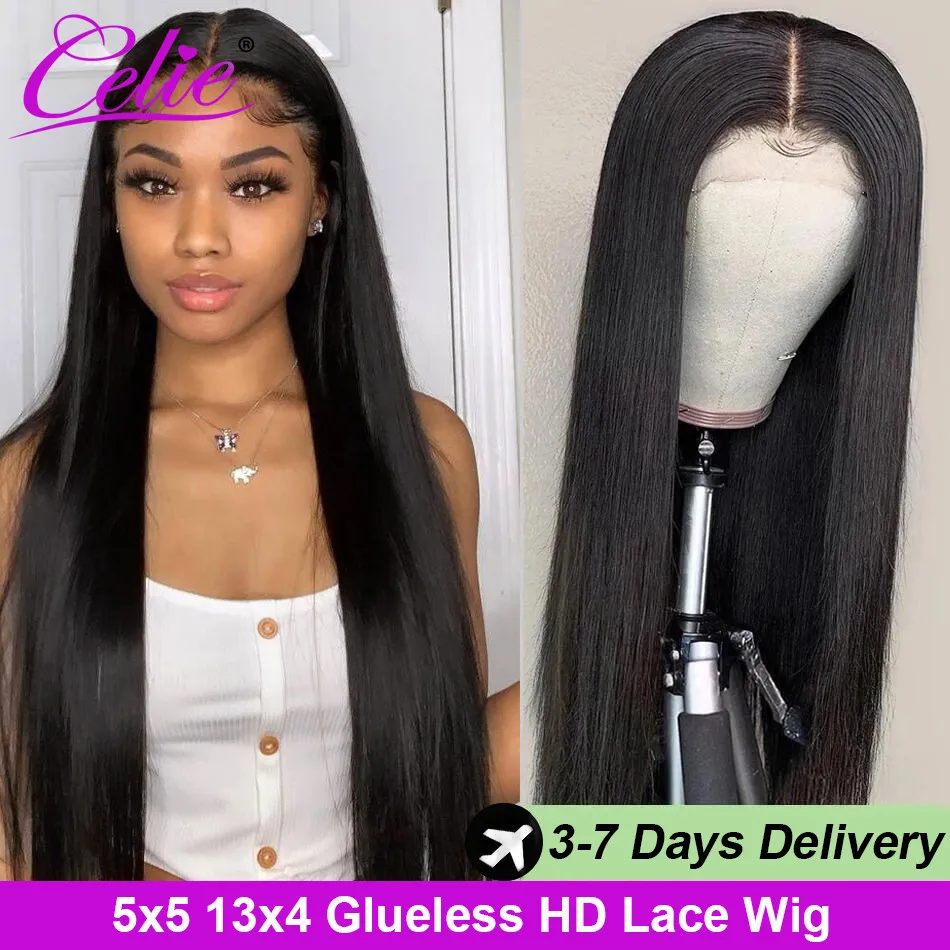 Celie Straight Lace Front Wigs For Women 5x5 Lace Closure Wig Ready To Go Lace Front Human Hair Wigs 13x4 HD Lace Frontal Wig