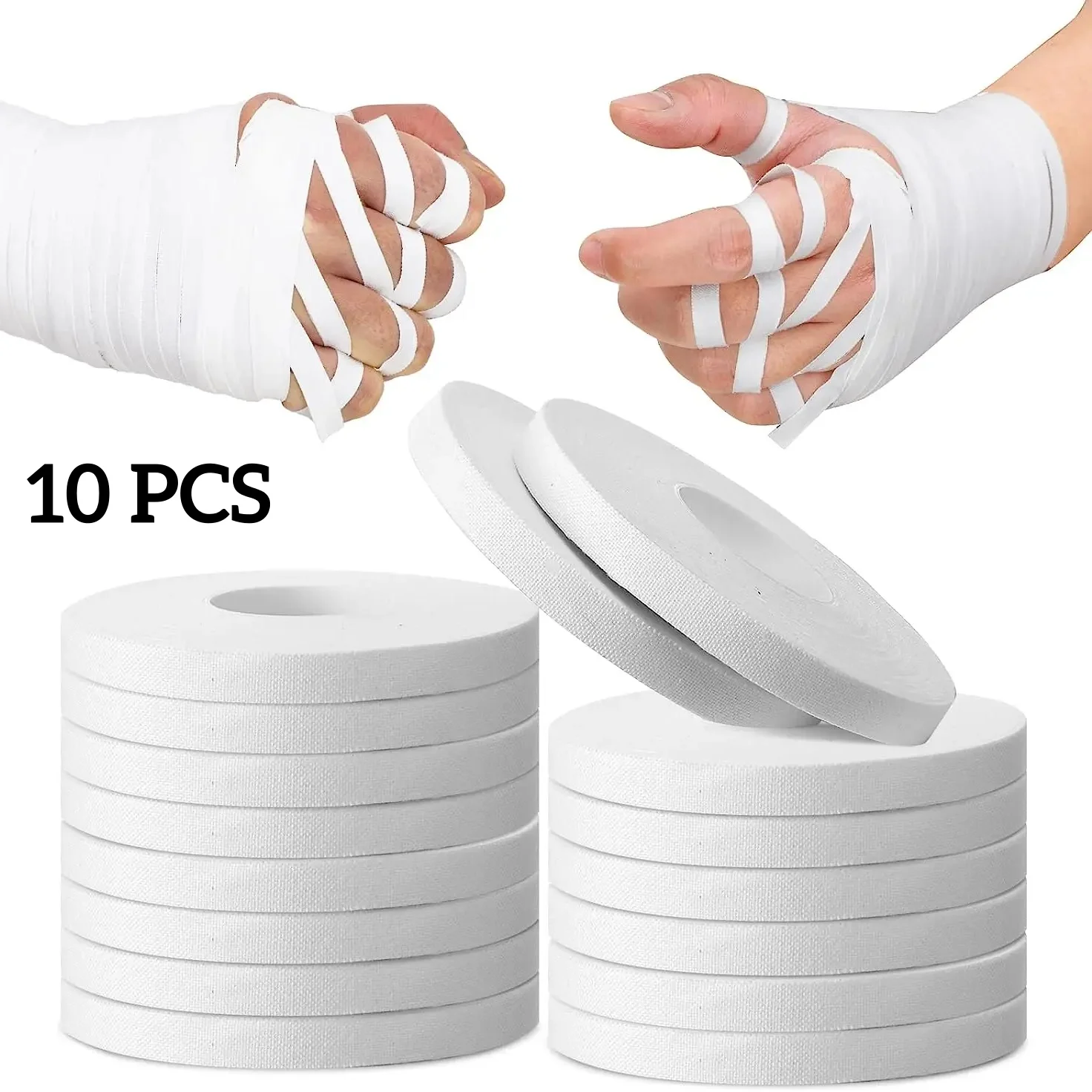 10 Stück atmungsaktive Stoff-Fingertape-Streifen – weiß für Sport-Support-Tapes, zur Vermeidung von Sportverletzungen, zum Klettern, zum Gewichtheben