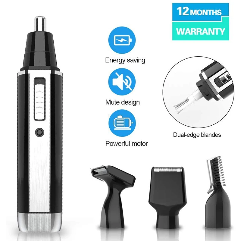 

4in1 Rechargeable Nose Trimmer Beard Trimmer for Men Ear Eyebrow Nose Hair Trimmer for Nose and Ear Hair Removal Clean Machine