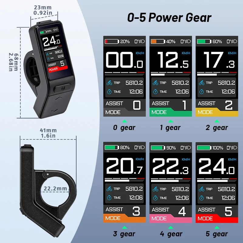 EBike Display SW102T LCD-scherm 0-5 niveaus voor BAFANG BBS01B BBS02B BBSHD Mid Motor Ebike Computer met PAS UART Protoco