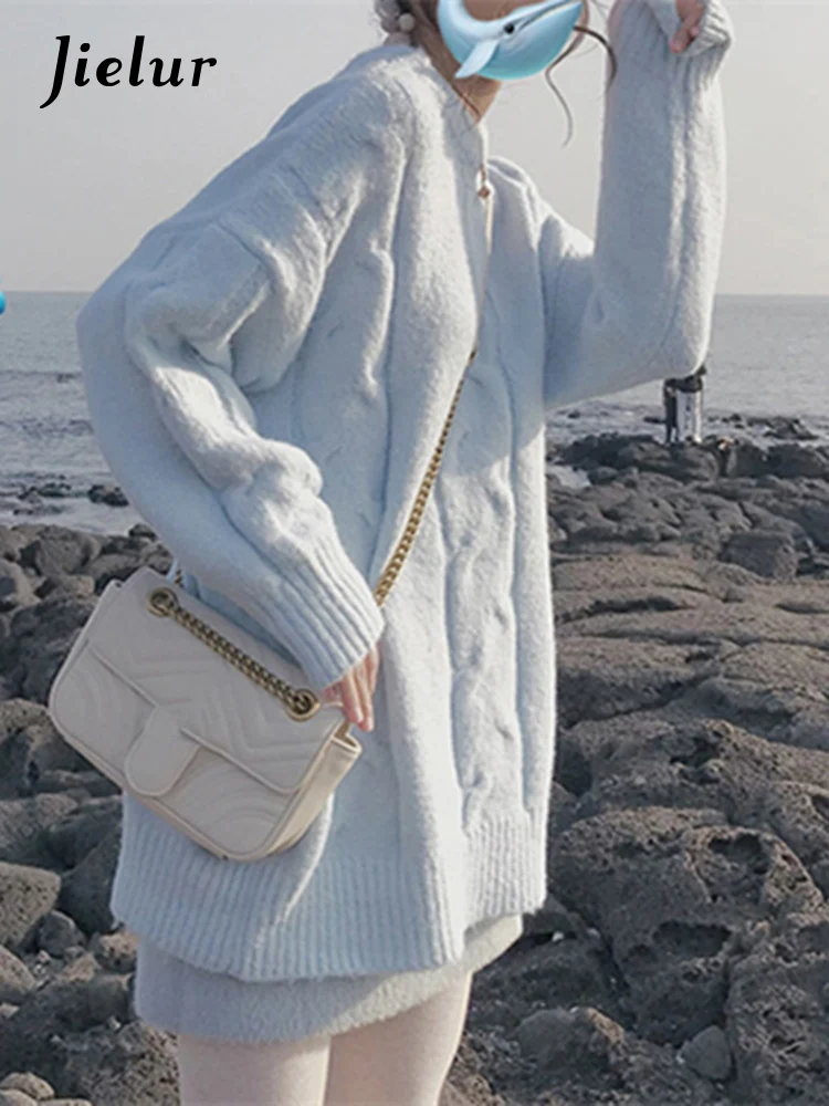 

Jielur Autumn New Casual Loose Simple Pullovers Woman Vintage Solid Color Slim Pullovers Female Basic Fashion 4-color Street Top