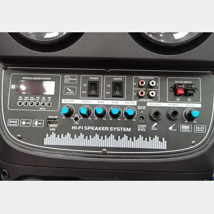 

AO-1021 Wireless BT Super Bass Stereo Woofer Party Speaker With Mic LED Colorful Light Active Stage HIFI Music Karaoke Speaker
