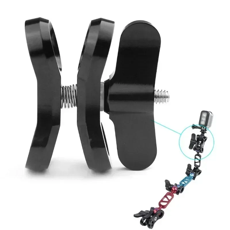 Accesorio de bola de buceo, brazo de luz de aluminio, brazo de Clip de mariposa, soporte de Triple abrazadera como adaptador para Gopro12