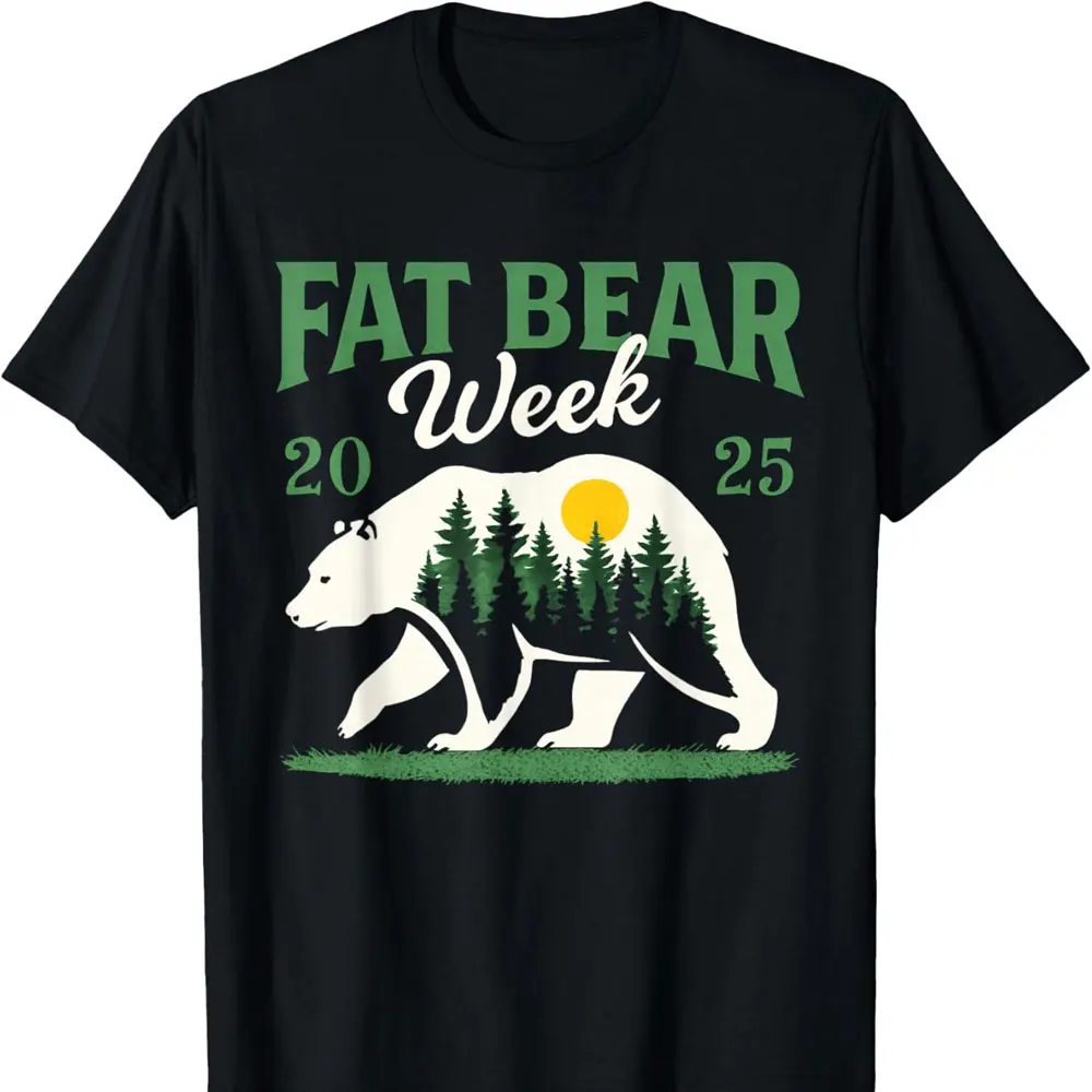 Fat Bear Week 2025 Nature Lover Wild Animal Printed T-shirt Woman Man Summer Fashion Casual Cotton Vintage Streetwear