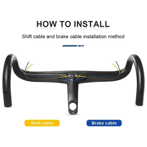 Imagen 2 del producto TOSEEK TR5500 bicicleta de carretera completa T800 vástago de fibra de carbono manillar integrado ultraligero 28,6mm con soporte para ordenador de bicicleta