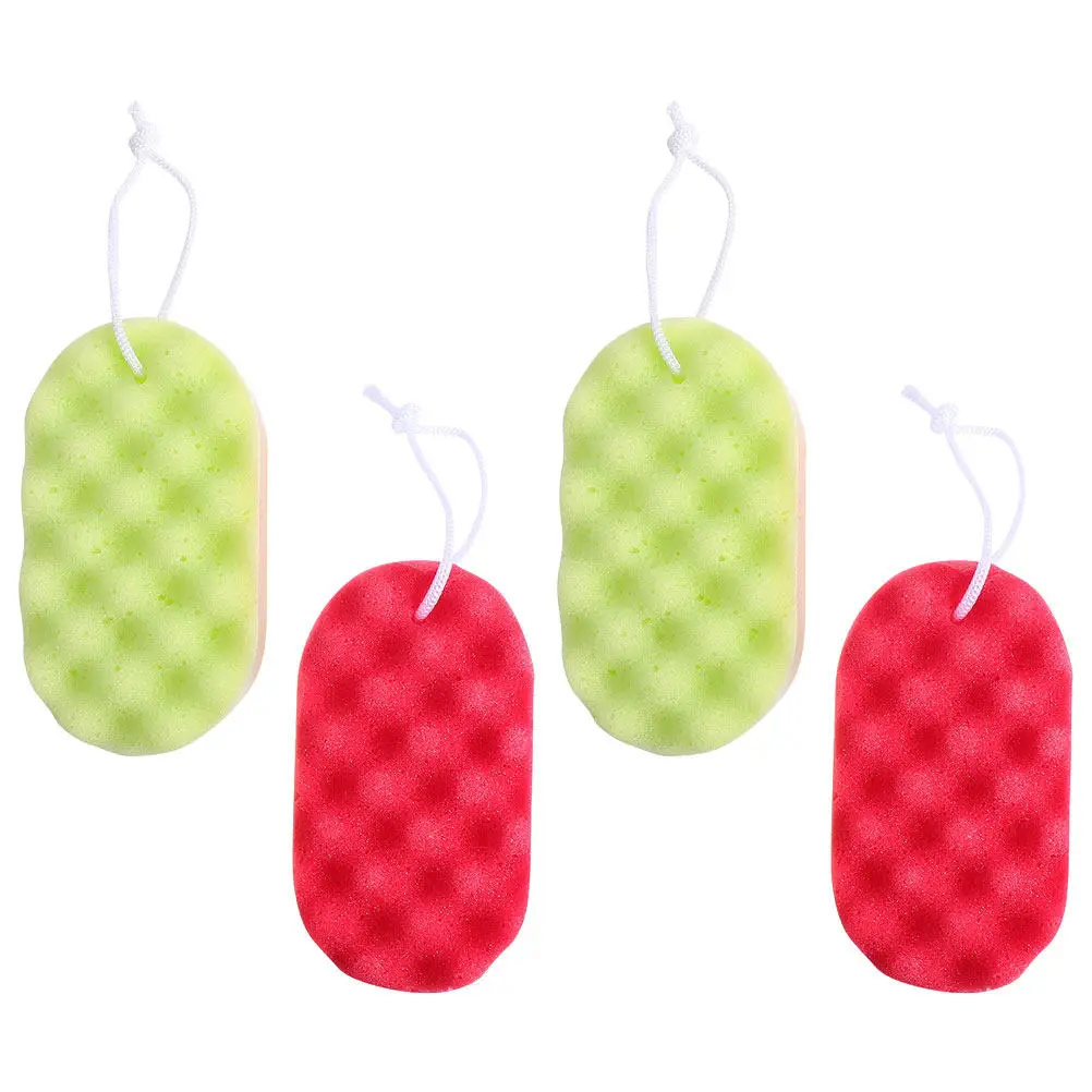 4Pcs Wear-Resistant Adults Bath Sponge Supple Delicate Body Scrubber for Sensitive Skin Home Bathroom Supply Comfortable Shower
