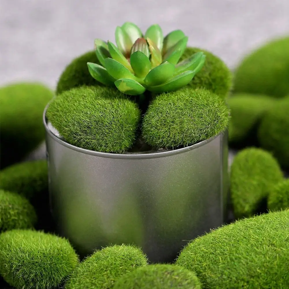 10PCS Artificial Green Moss Ball Fake Stone Simulation Plant Diy Decoration for Shop Window Hotel Home Office Plant Wall Decor