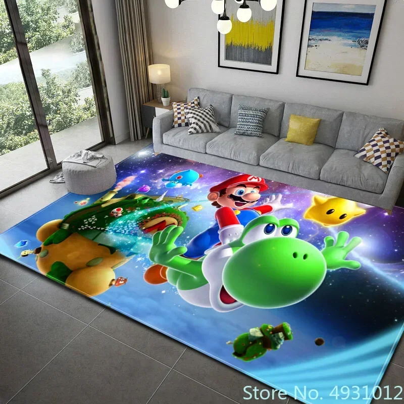 Tapis de dessin animé Super Mario Anime pour enfants, impression 3D créative, salon, chambre à coucher, décoration lea, antidérapant, polymères inoling