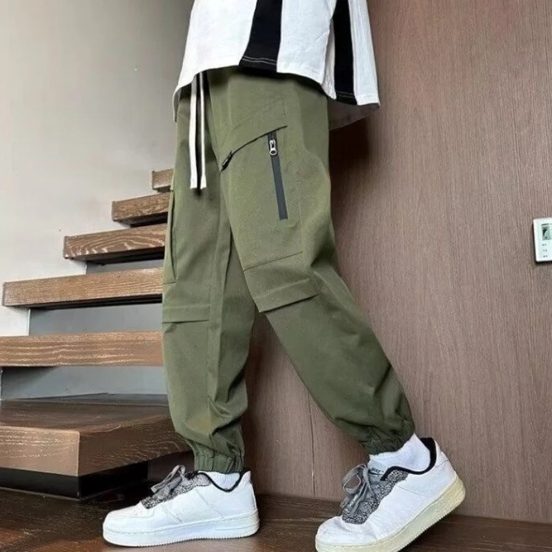 Plain Harem Cargo Pants for Men Outdoor Spring Summer Hiking Harajuku Emo Slacks Regular Fit Techwear High Quality Trousers Man