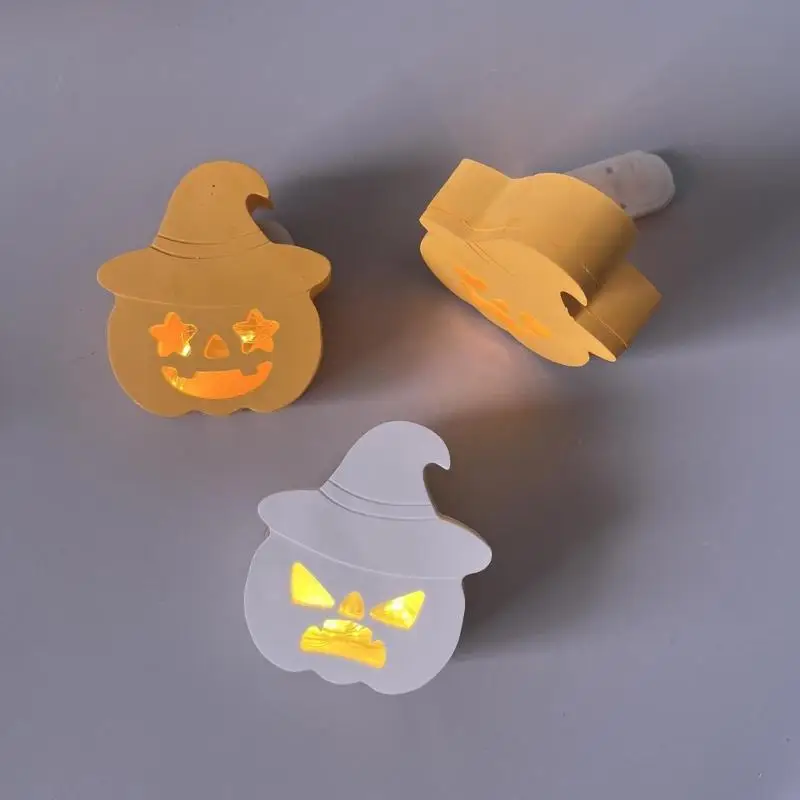 قالب نباتي من المطاط الصناعي من Allhallows لمصباح LED لتزيين الخبز المنزلي والتجميع مع 5 وجوه غريبة B03E
