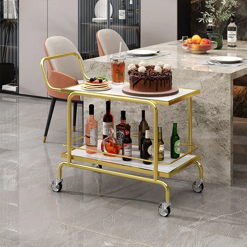 Hotel Bellman Luggage Cart Heavy Duty Stainless Steel Room Service Utility Trolley Durable Smooth Roll Casters Trolley Tea Cart