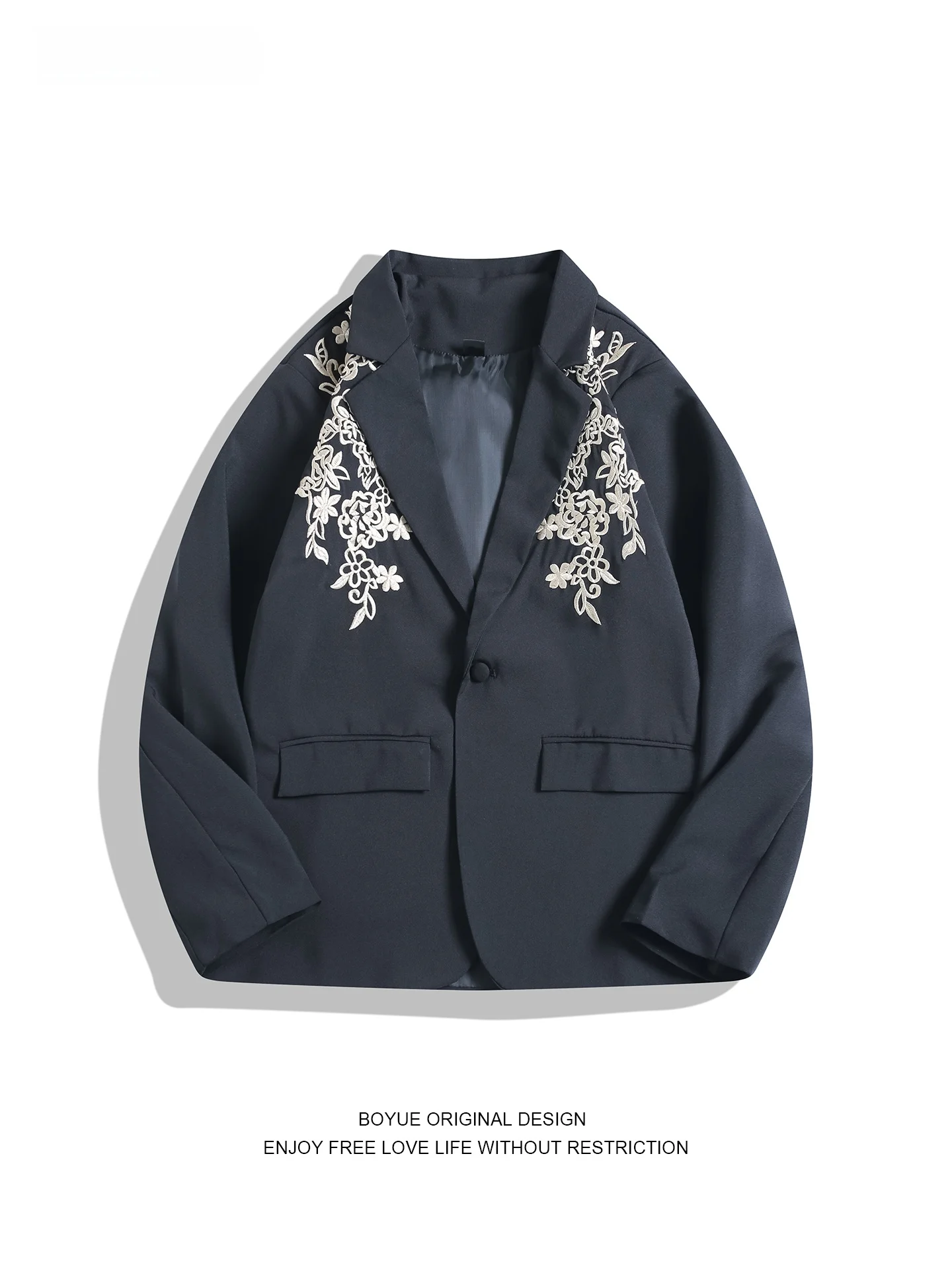 

Костюм-жакет Boyue в американском ретро-стиле с вышивкой, свободный крой, на пуговицах, повседневный топ для мужчин и женщин, удобная универсальная верхняя одежда