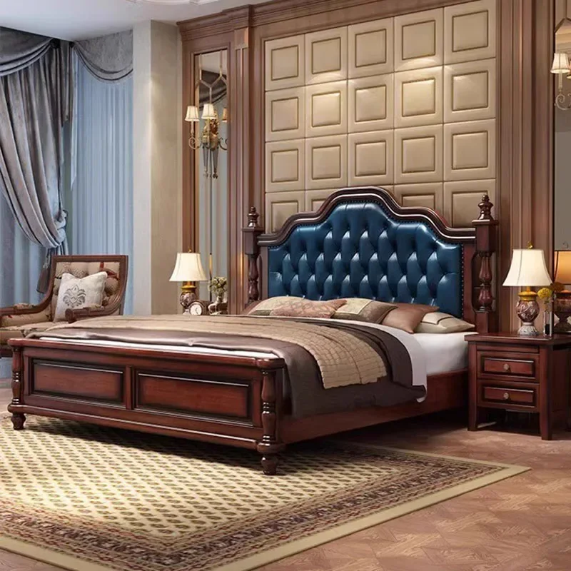 

Big Size Wooden Bed Luxury Accent Design Bedroom Comfortable Save Space Decoration Bed Sleeping Cama Solteiro Home Decoration