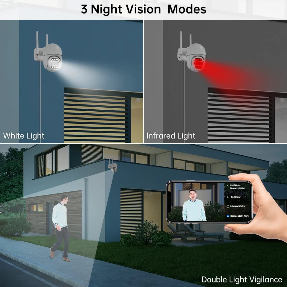 BESDER 4K 8MP PTZ WiFi Dual Lens Camera 8X Digital Zoom AI Human Detect 4MP P2P Wireless Outdoor CCTV Security IP Camera iCSee