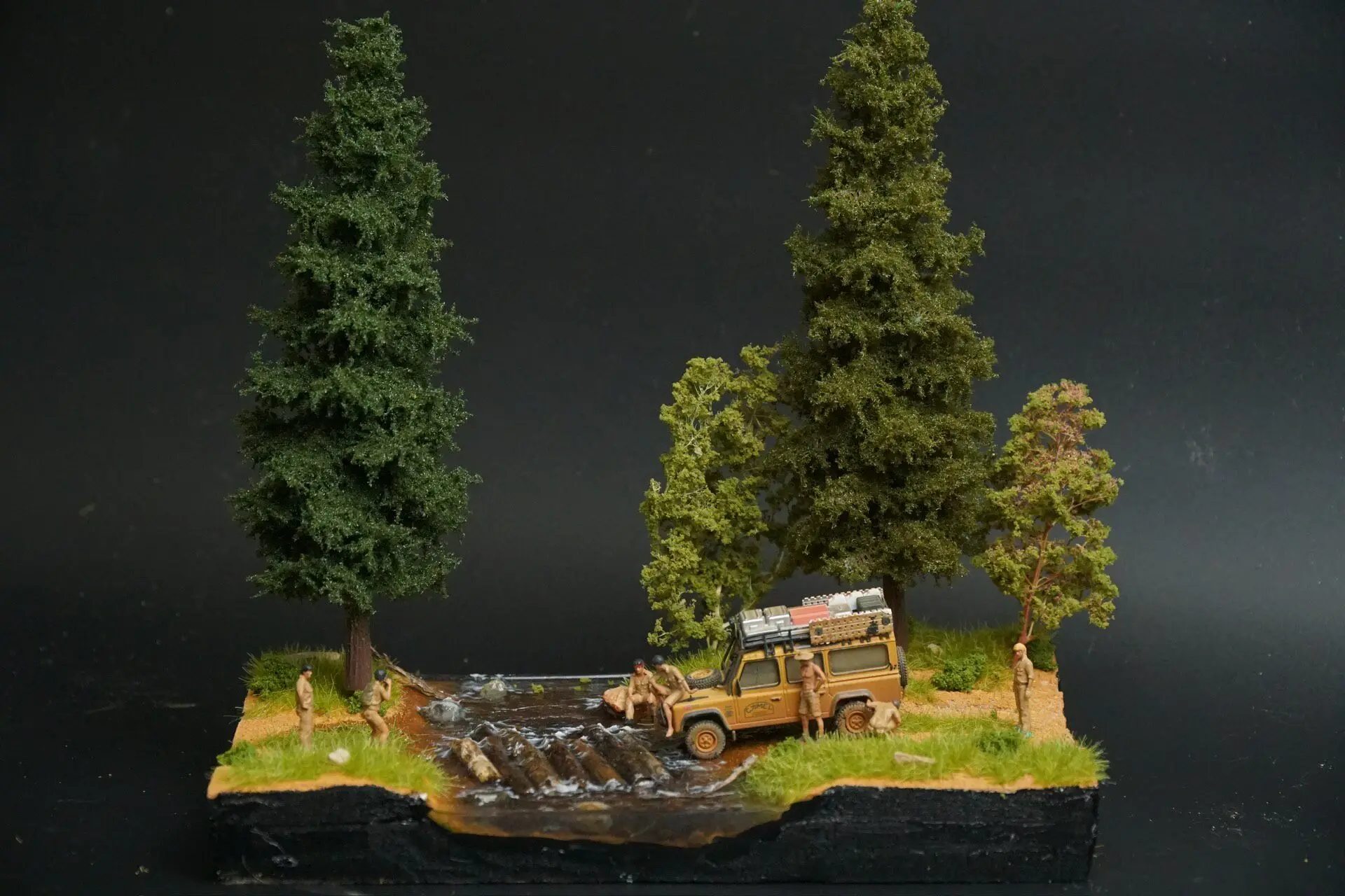 1/64 Miniature car scene, forest, platform, river, waterfall(24cm*14cm) , table top decoration ornament