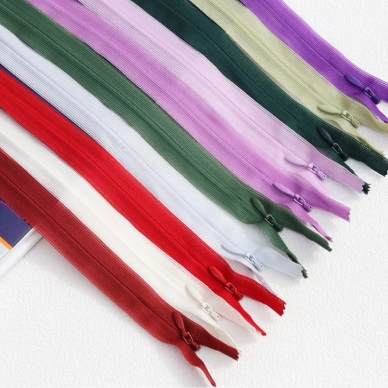 

40pcs/Lot Long 2CC 25 To 80cm Ykk Zipper Invisible Lace Hidden Close End Black White Skirt Wedding Dress Shirt Sewing Accessory