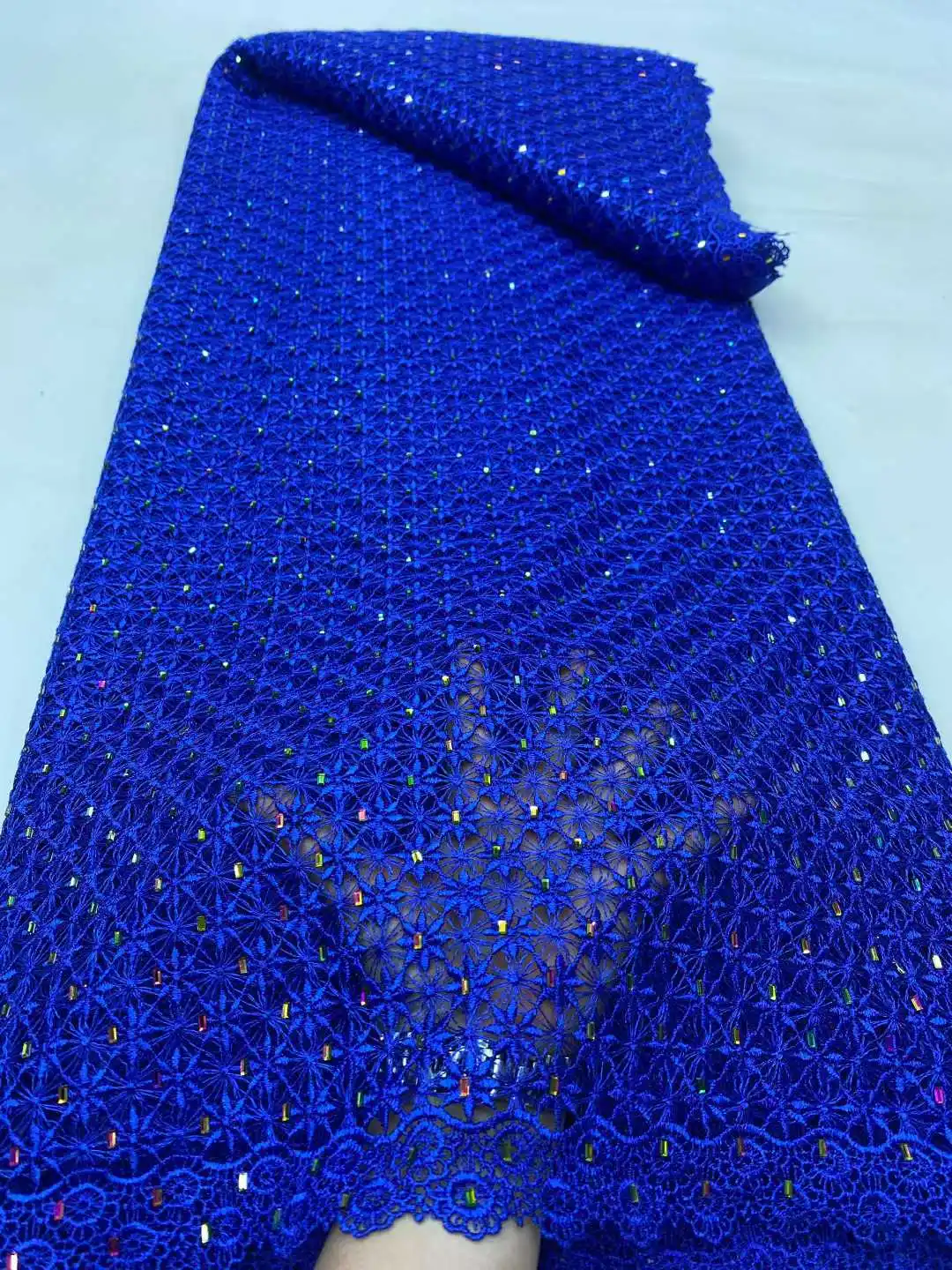 

French Mesh Lace Fabric With Stones 2025 High Quality African Guipure Fabric Nigerian Milk Silk Lace Fabric For Women Sewing