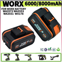 for worx 20V 8.0Ah Lithium battery Rechargeable WA3553 WA3551 WA3553.1 WA3570 for All WORX Electric and Garden Tools