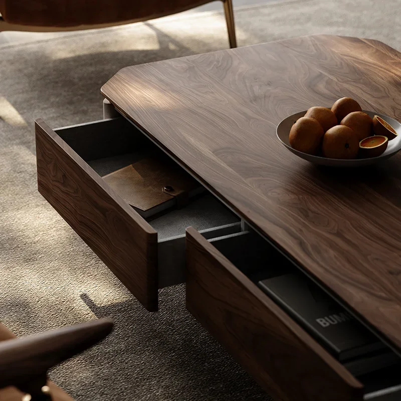 Retro solid wood coffee table simple black walnut coffee table