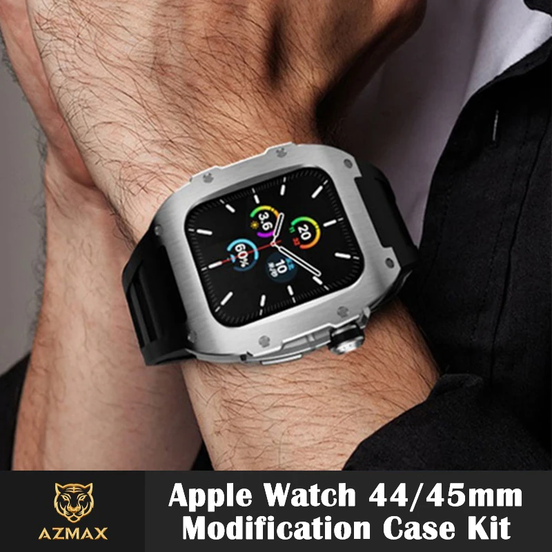 New luxury For Apple Watch Series Case Carbon Fiber Material strap  Apple Watch S9/8/7/6/5/4/SE Series 44mm 45mm Band