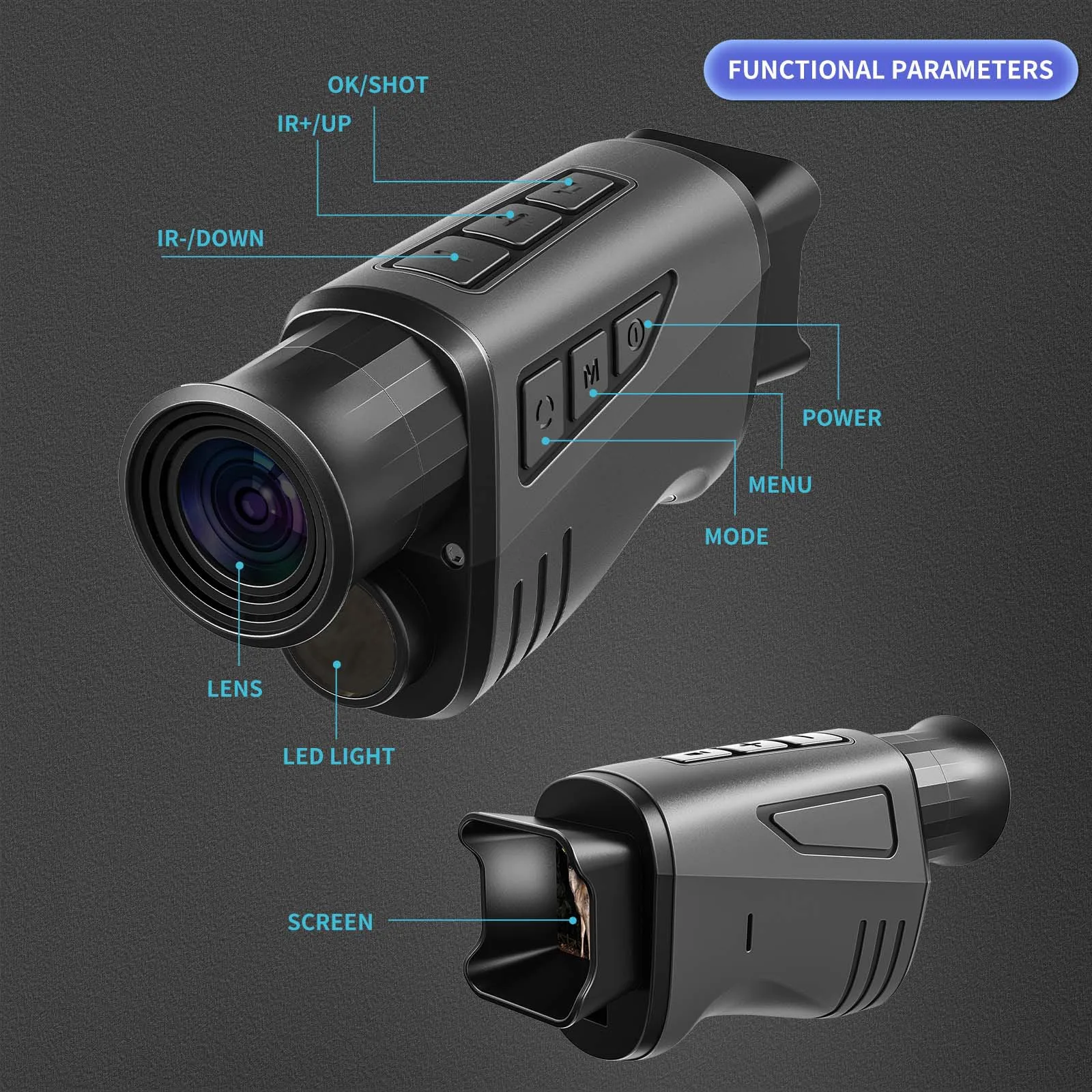 Monocular night vision telescope black technology outdoor 4K high definition handheld day and night infrared high definition