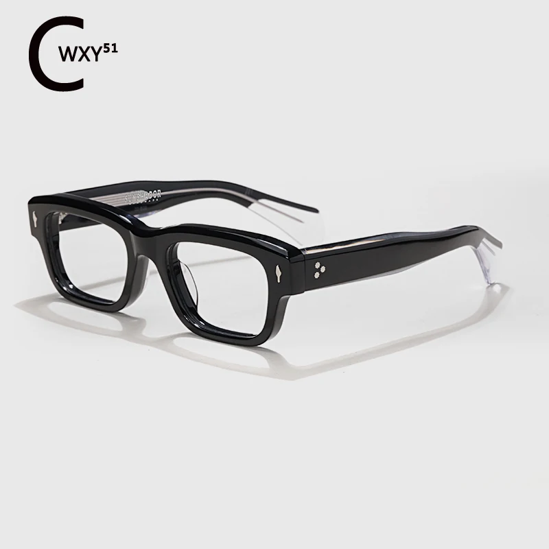 Square frame Fashion classic glasses frame SJEFF Men vintage designer handmade women prescription glasses can be engraved LOGO