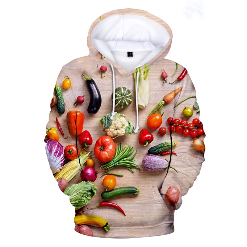 Funny Vegetable Pattern Hoodies For Men Women Fruit Plant 3D Printed Pullovers Casual Hooded Long Sleeves Loose Kids Sweatshirt