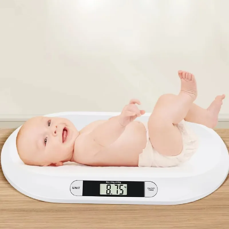 Household digital baby scale white oval electric baby scale all ABS plastic battery drive