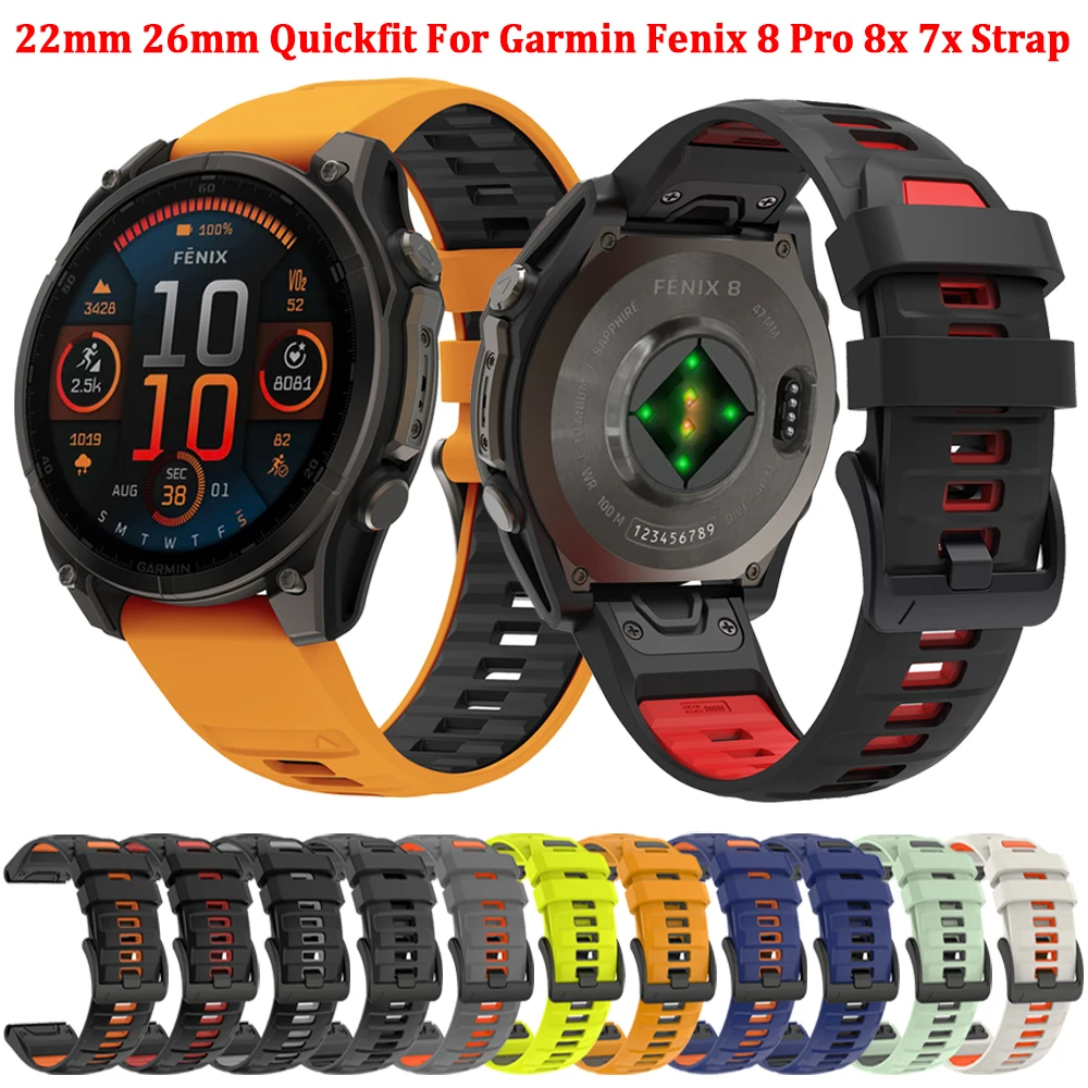 22mm 26mm Quick-Fit Silikonarmband für Garmin Fenix 7X 7 6X 6 8 Pro 51mm 47mm/Tactix8/Forerunner 965 970 Sport Outdoor Armband