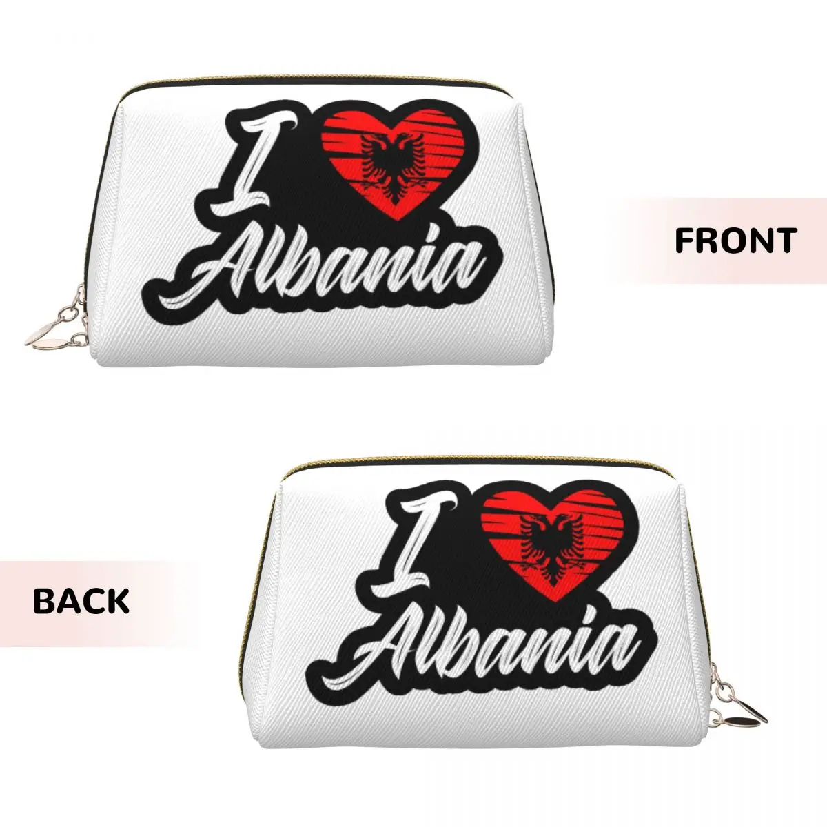 Albania Flag Black Eagle On Red Women Cosmetic Bags Travel Makeup Organizer Pouch Toiletry Storage Dopp Kit Box