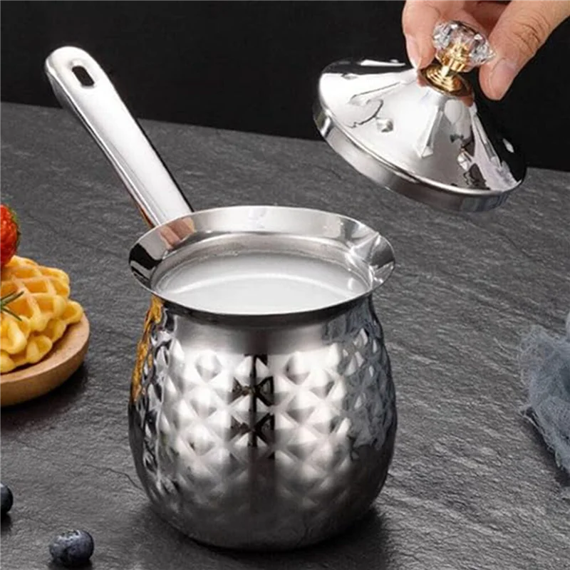 AT21-2X Turkish Coffee Pot,Coffee Maker Stainless Steel Coffee Pot,Stove Top Chocolate-Milk Warmer With Spout 200Ml view 2