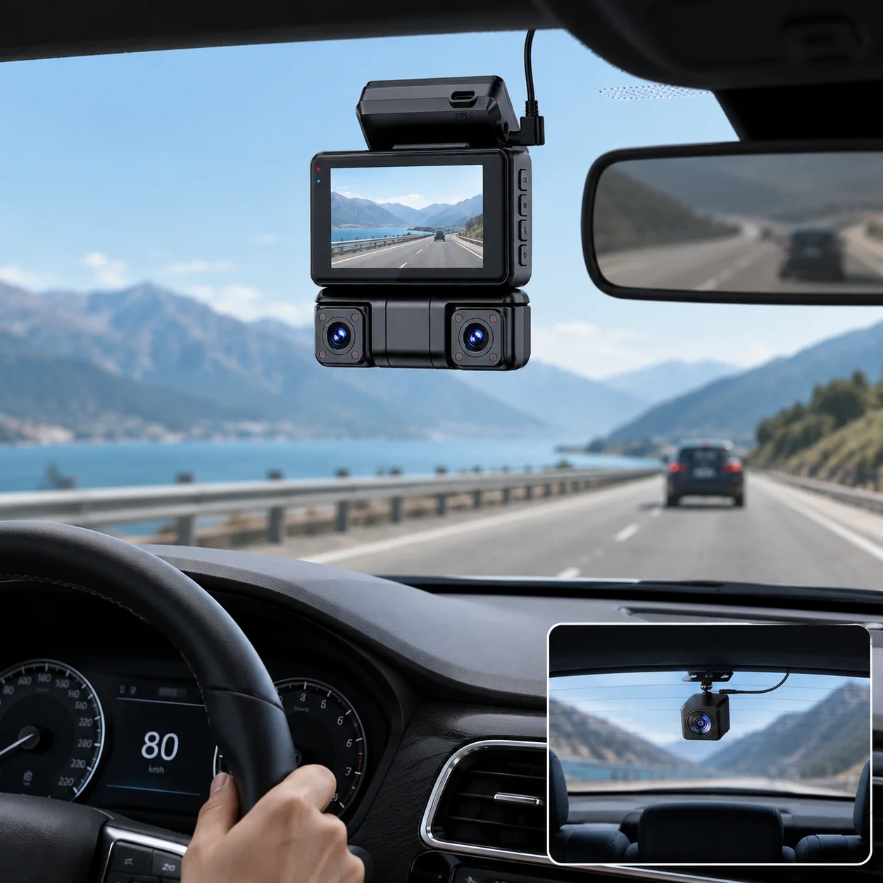 4 Channel Dash Cam 3 Inch IPS WiFi Car DVR Front 2K Left Right Rear 1080P Recorder G-Sensor without TF Card