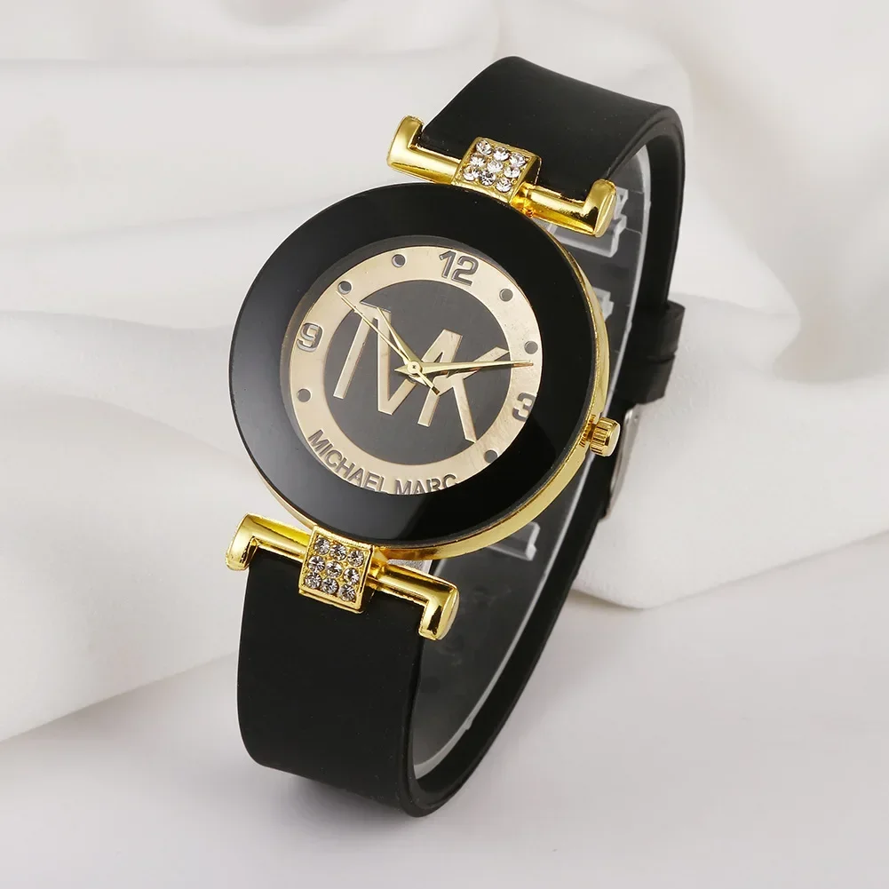 Women's Fashion Quartz Watch Light Luxury Silicone Band College Girl Watches Clock Large Dial Quartz Wristwatches Trendy-watches