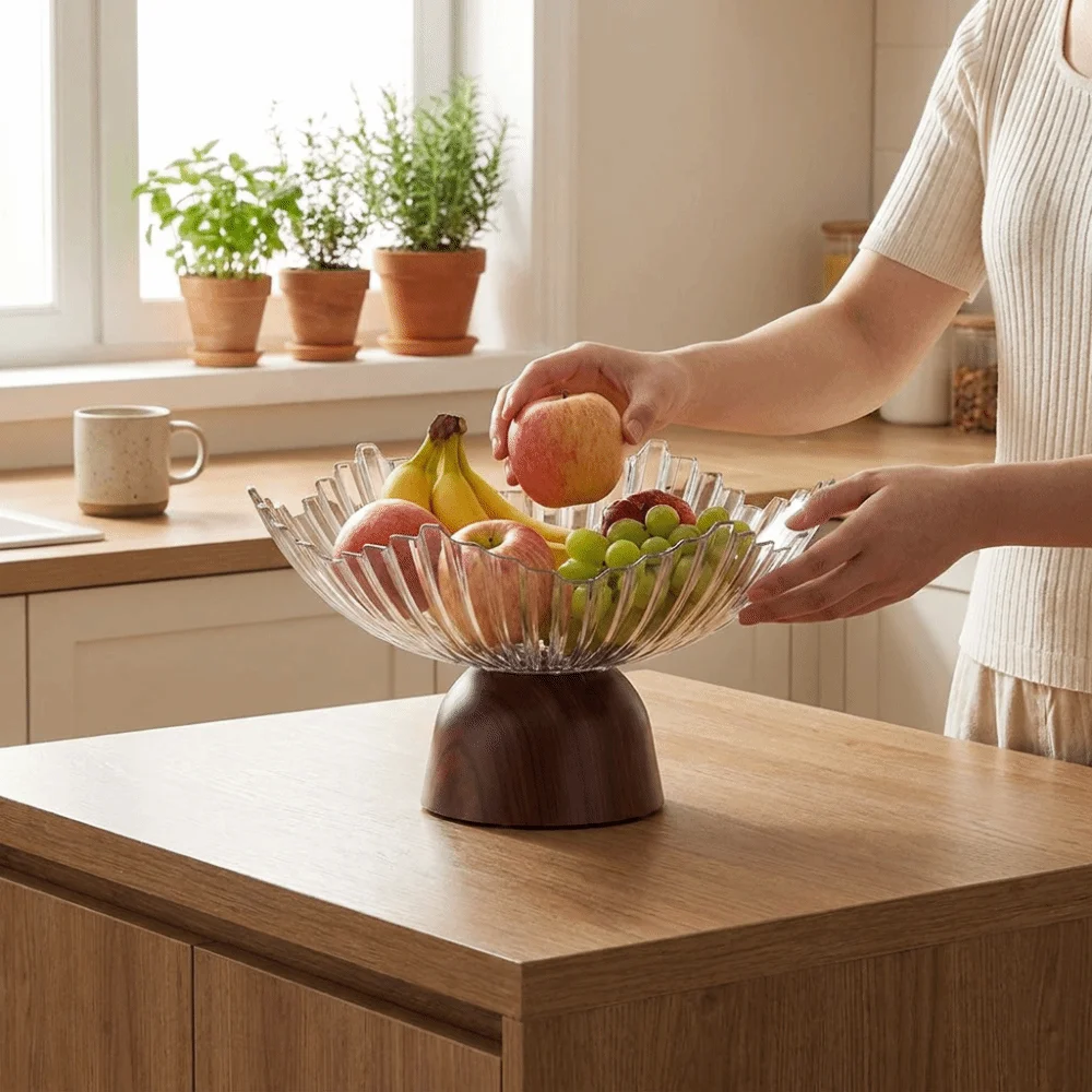 Creative Multi-functional Pedestal Fruit Bowl High-footed Base Modern Storage Tray Plastic Candy Bowl Office Desk