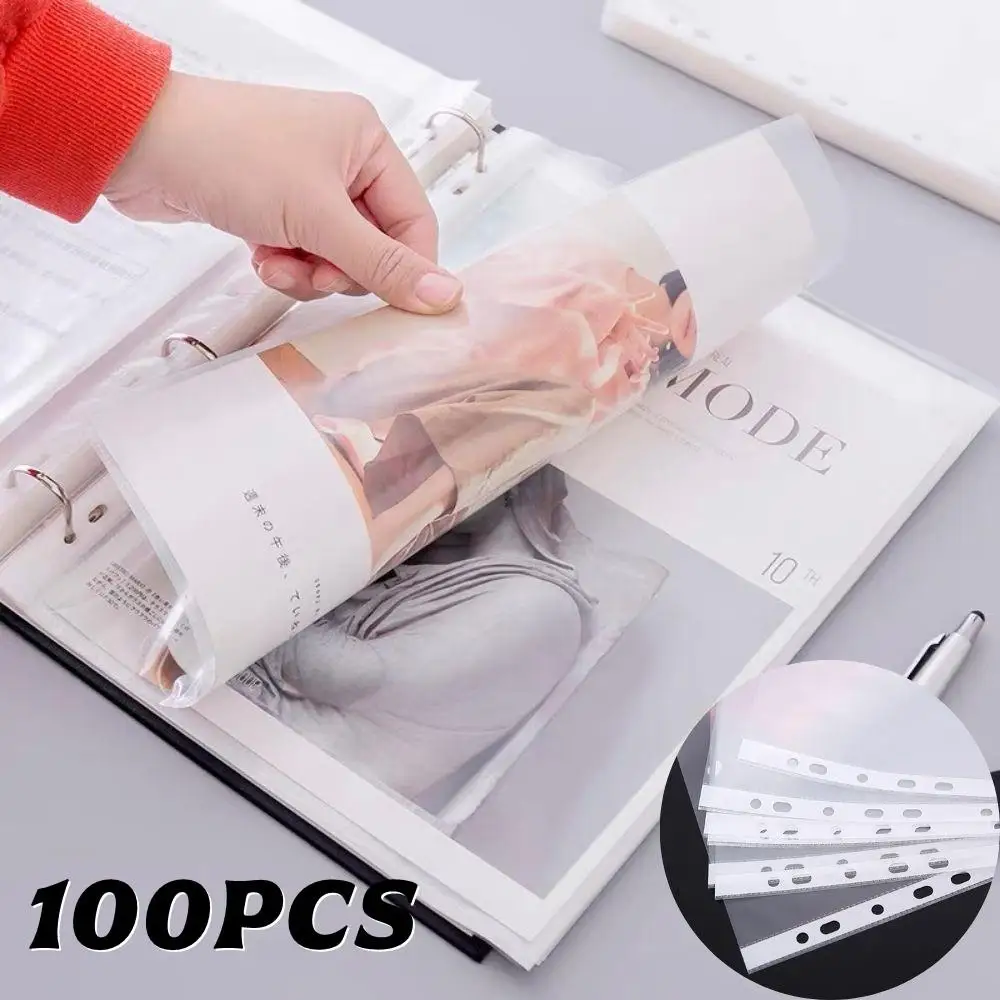 Tasche per file A4 a 11 fori Buste per raccoglitori trasparenti 100 pezzi Tasche perforate in plastica trasparente Cartelle File Documenti Protezioni per fogli