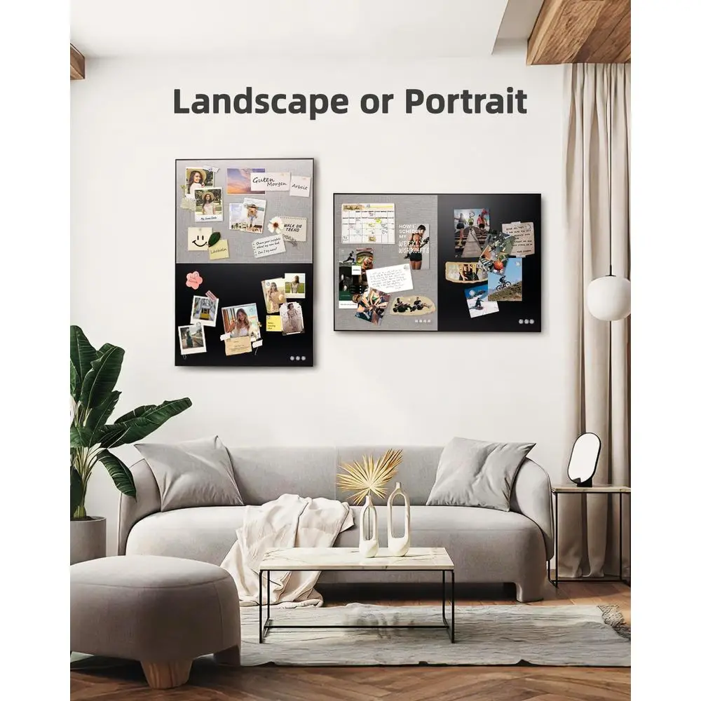 Quadro Combinado de 36x24 Polegadas: Lousa e Painel de Tecido Cinza com Moldura de Alumínio e 10 Alfinetes