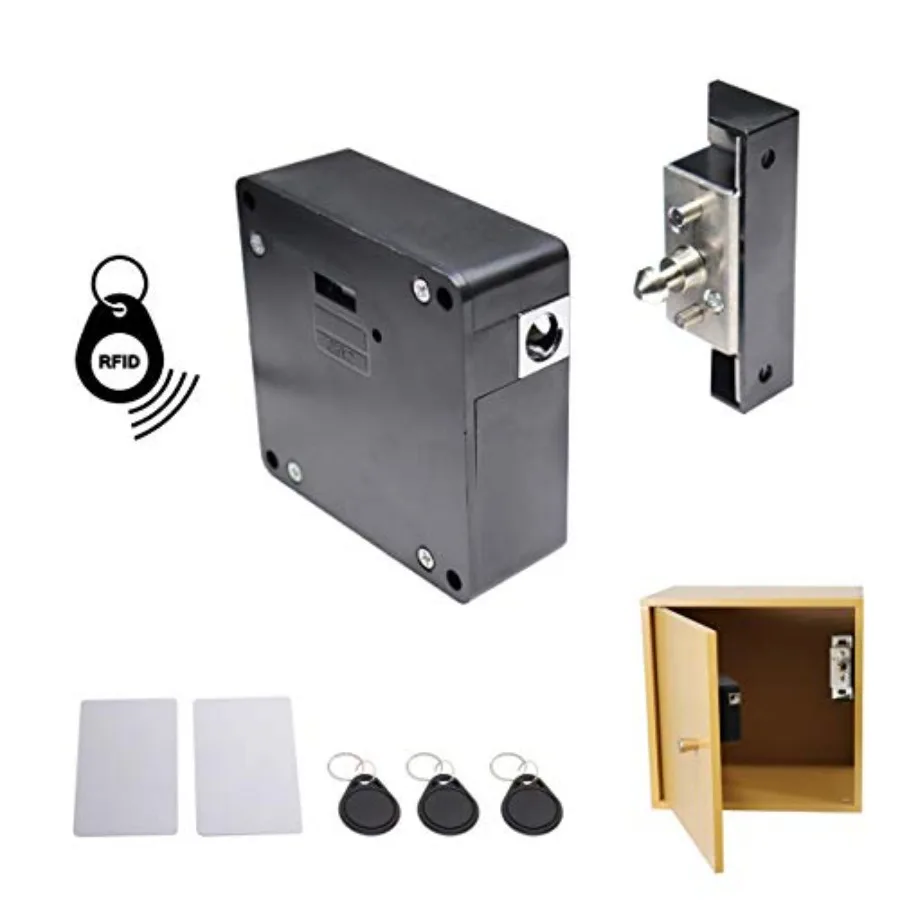 

ETEKJOY RFID Electronic Cabinet Lock Hidden DIY for Wooden Cabinet Locker Drawer Cupboard Box with 5PCS IC Cards/Tags