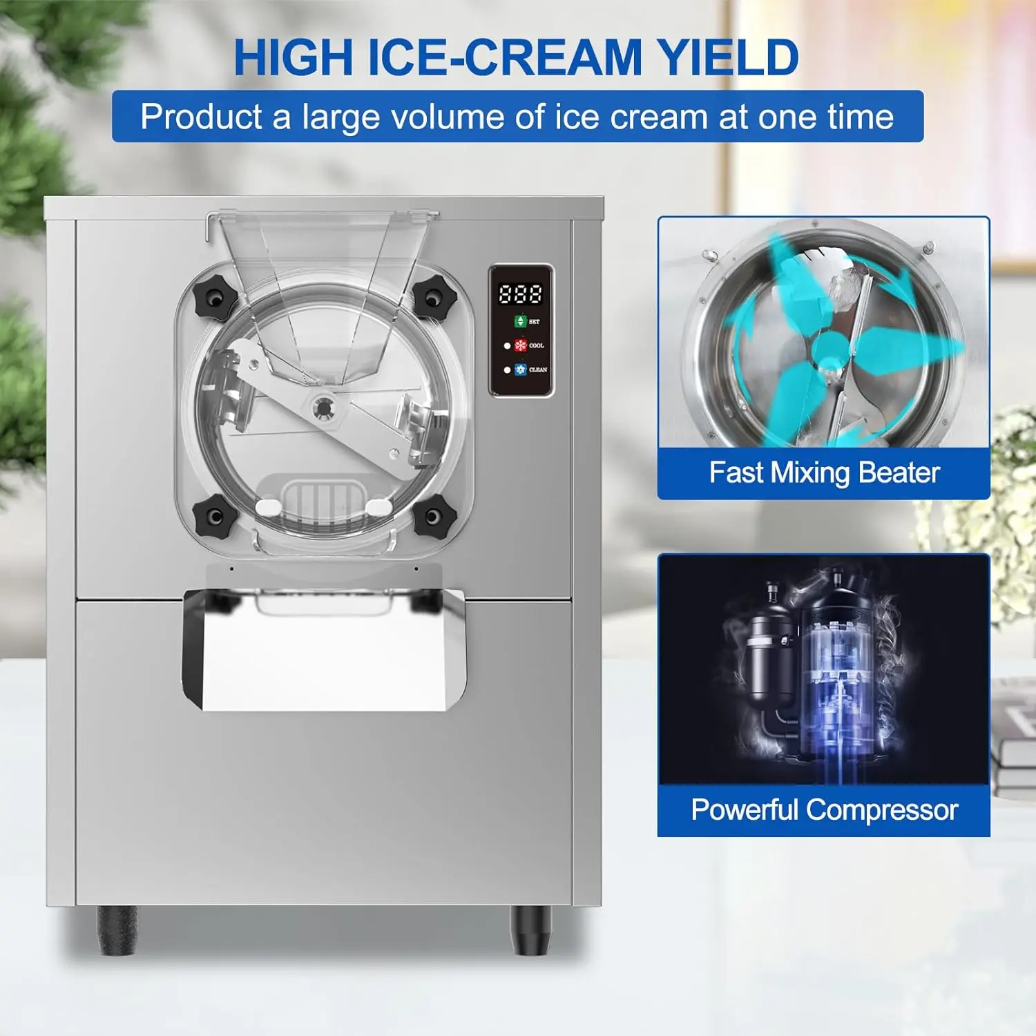 Mvckyi 1400W Tabletop Commercial Hard Ice Cream Machine For Gelato Icecream Making Machine