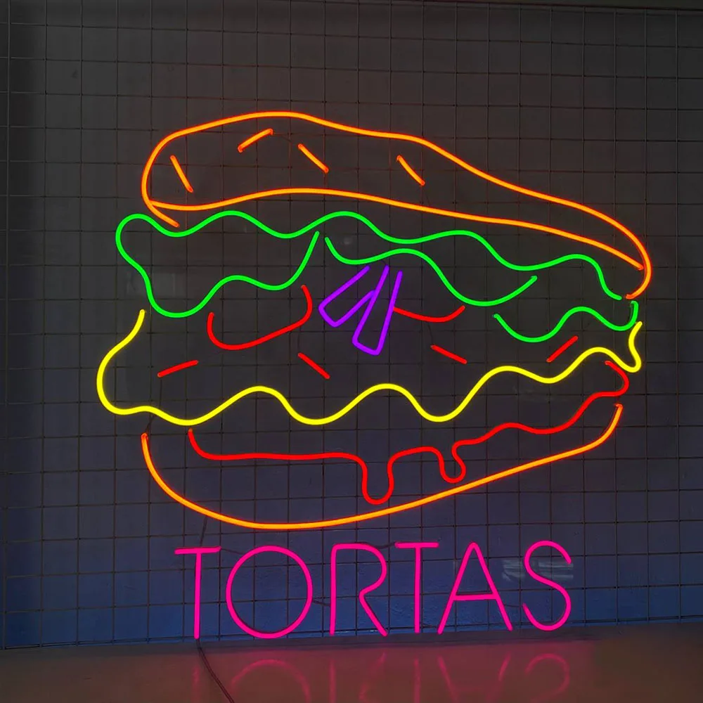 Mexico Tortas LED Sign for Tortas Store Neon Sign Light Customized Restaurant Wall Decor Street Food Decoration Neon Light