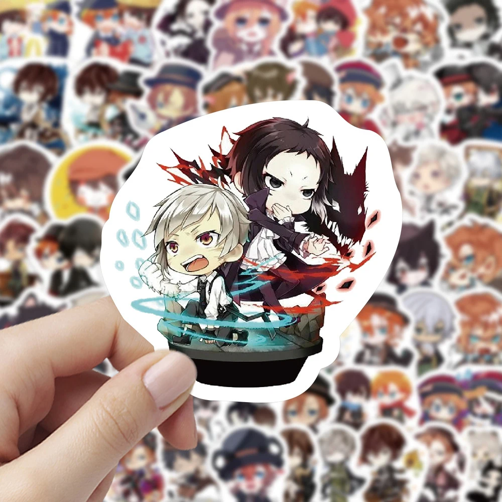 10/30/60 buah kartun Anime Bungo Stray Dogs stiker lucu mainan anak-anak DIY botol air ponsel gitar vinil stiker grafiti grosir